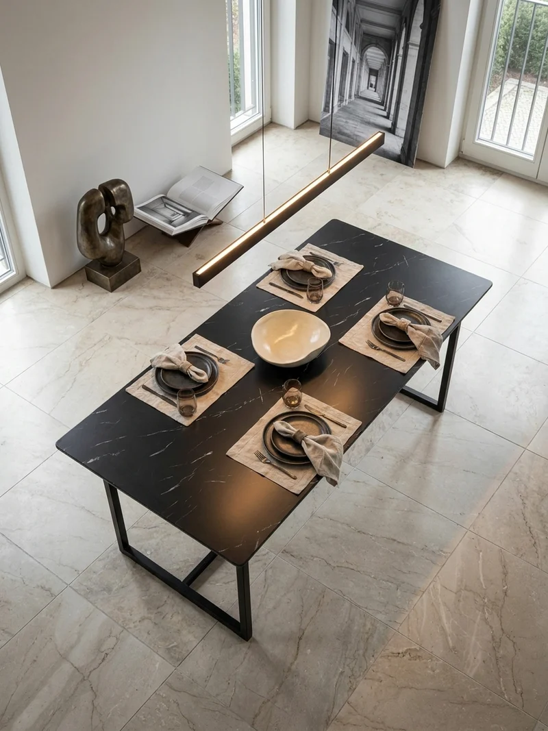 Esstisch Marmoroptik Metall Rechteckig Modern Klein