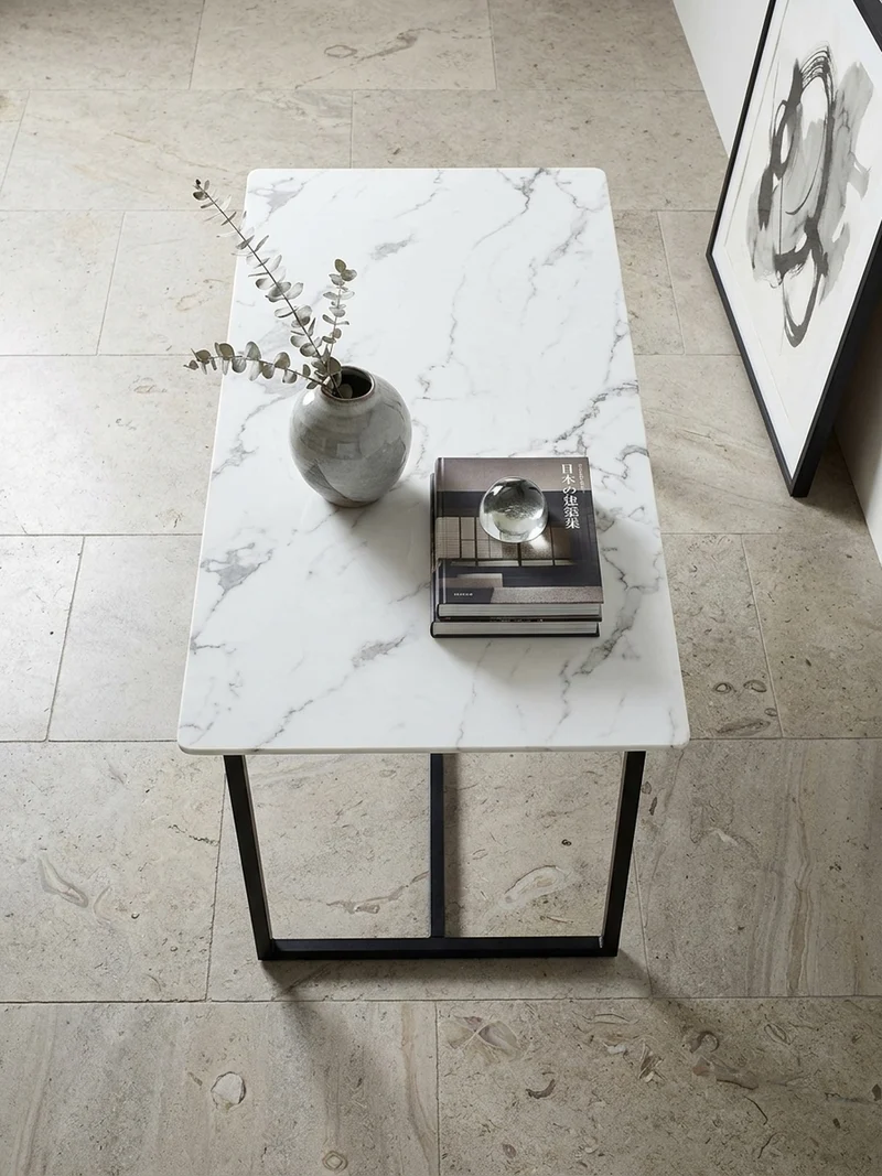 Esstisch Marmoroptik Metall Rechteckig Modern Klein