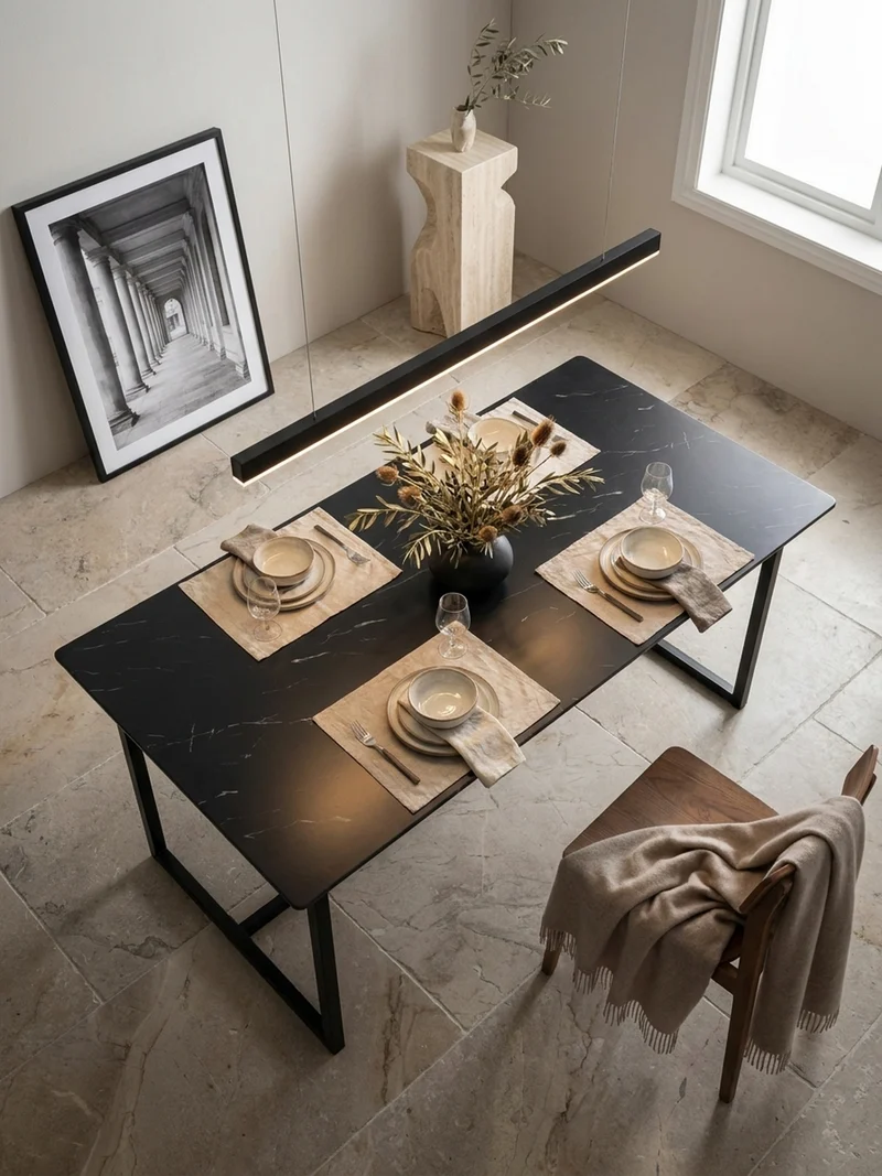 Esstisch Marmoroptik Metall Rechteckig Modern Klein