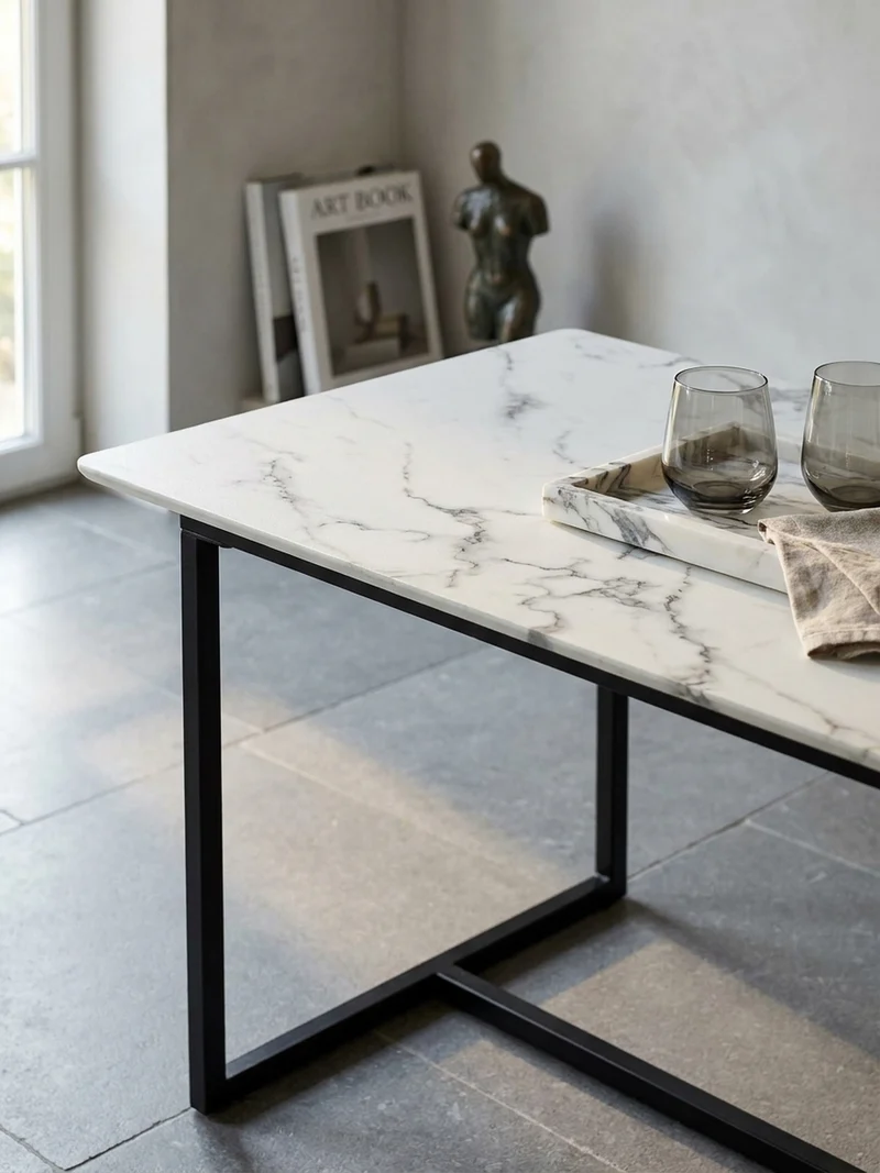 Esstisch Marmoroptik Metall Rechteckig Modern Klein