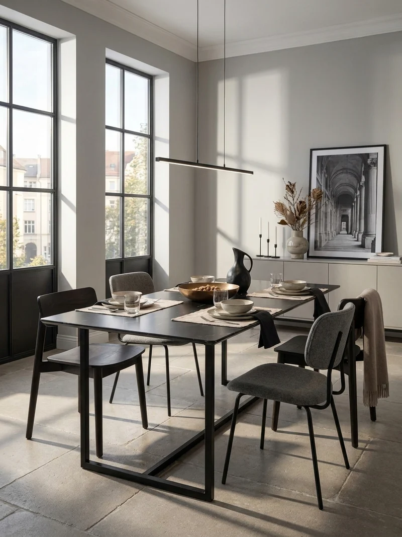 Esstisch Marmoroptik Metall Rechteckig Modern Klein
