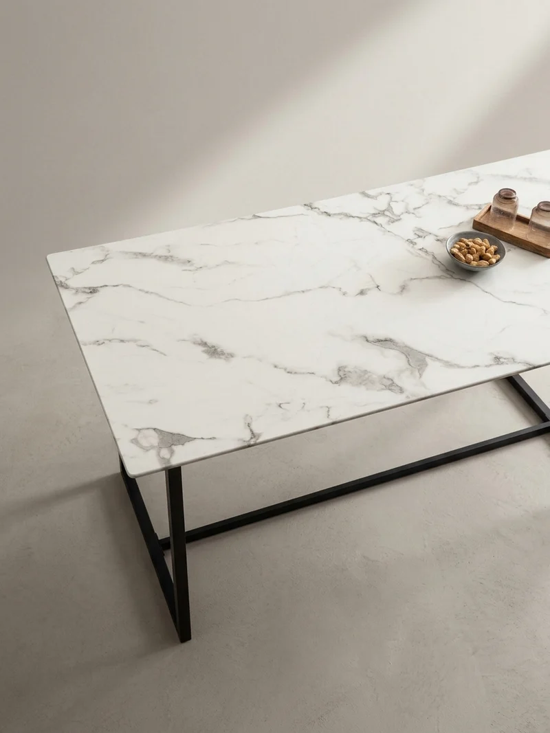 Esstisch Marmoroptik Metall Rechteckig Modern Klein