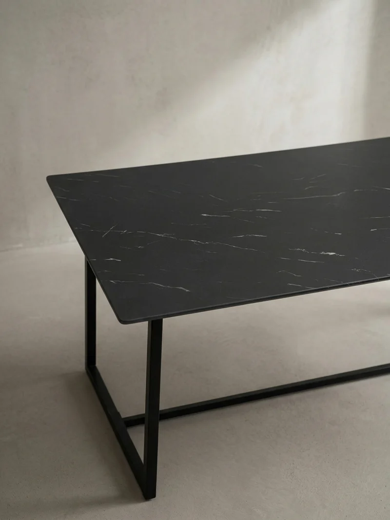 Esstisch Marmoroptik Metall Rechteckig Modern Klein