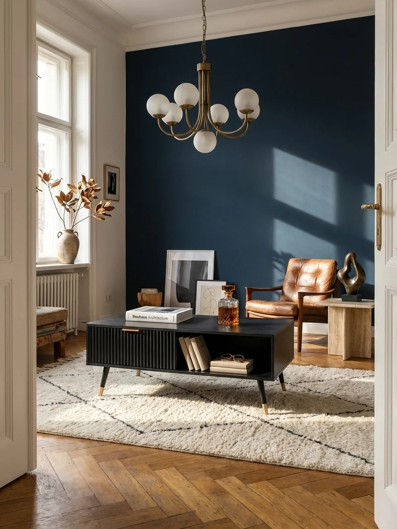 Couchtisch Schwarz Eiche-Dekor mit Stauraum 110x60x43 cm Metallbeine
