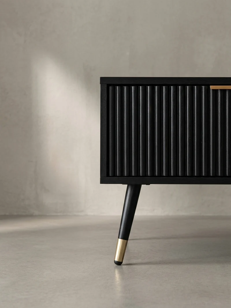 Couchtisch Schwarz Eiche-Dekor mit Stauraum 110x60x43 cm Metallbeine