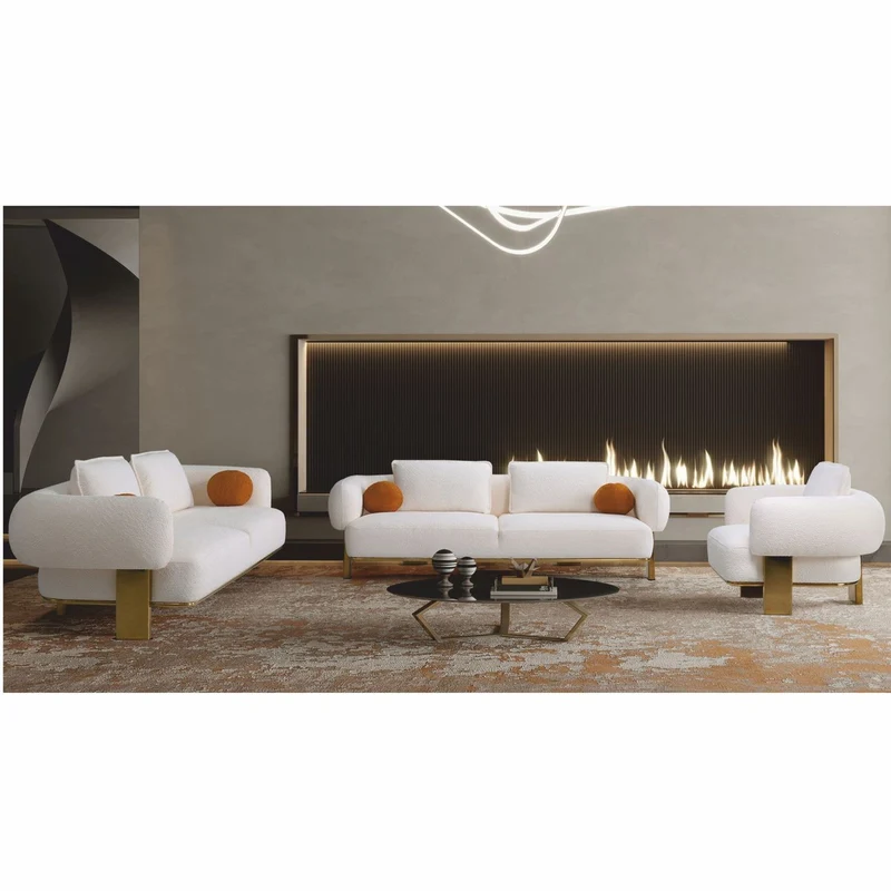 Casa Padrino Luxus Wohnzimmer & Hotel Sessel Weiß / Gold 115 cm - Luxus Möbel