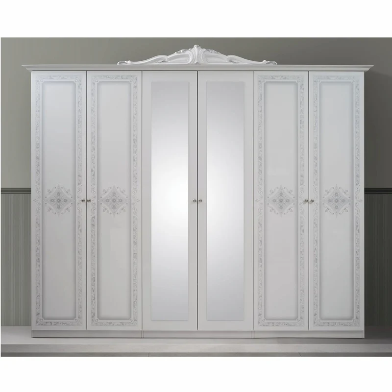 Casa Padrino Luxus Barock Schlafzimmer Schrank Weiß / Grau 261,4 cm - Barock Schlafzimmer Möbel