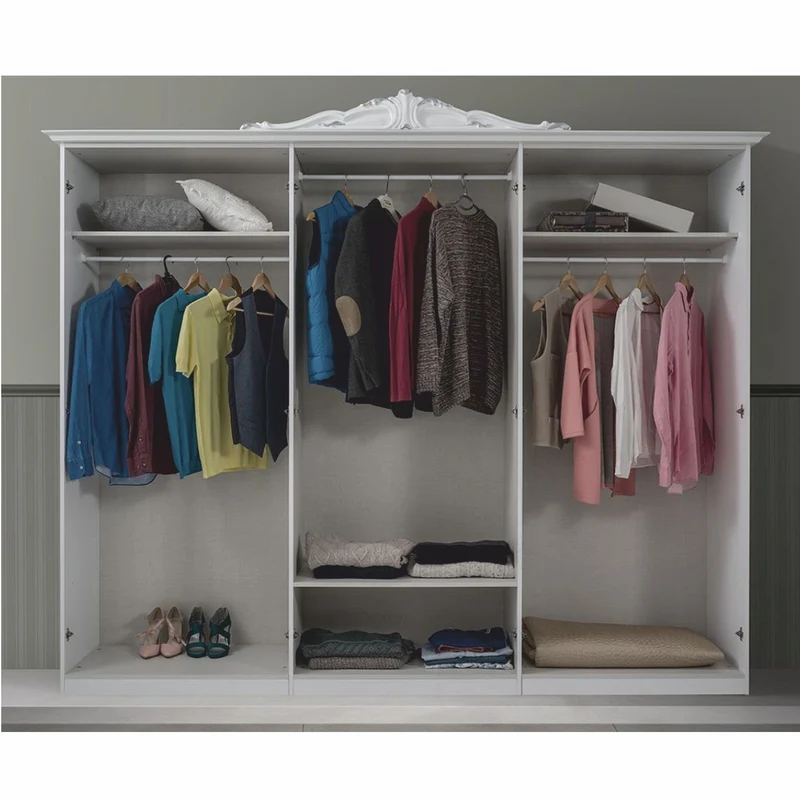Casa Padrino Luxus Barock Schlafzimmer Schrank Weiß / Grau 261,4 cm - Barock Schlafzimmer Möbel