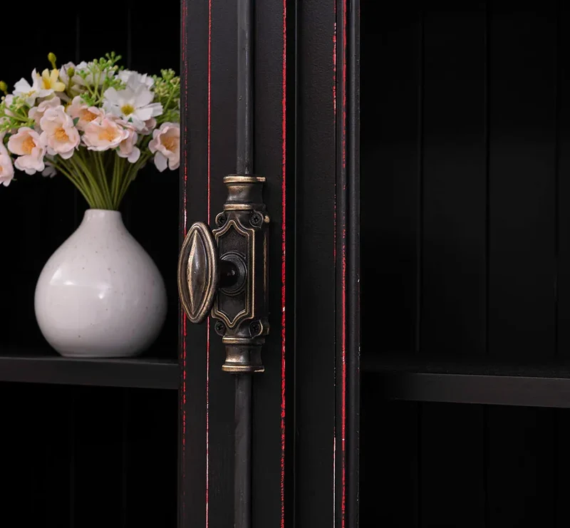 Vintage Bücherschrank aus Massivholz | Vitrine | 2-teilig