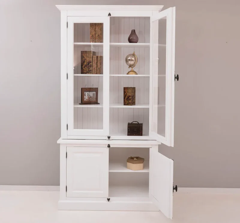 Vintage Bücherschrank aus Massivholz | Vitrine | 2-teilig