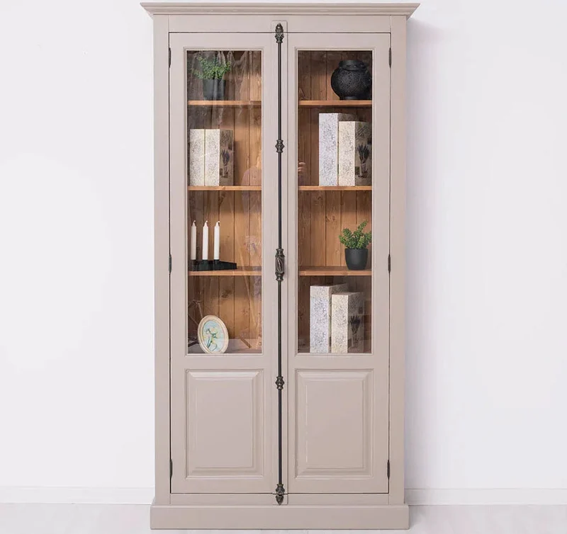 Landhausstil Büchervitrine aus Massivholz in verschiedenen Farben - Vintage Bücherschrank