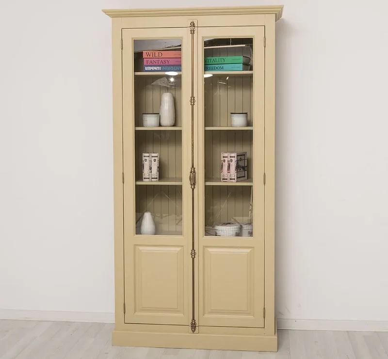 Landhausstil Büchervitrine aus Massivholz in verschiedenen Farben - Vintage Bücherschrank