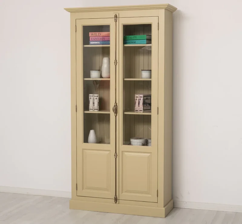 Landhausstil Büchervitrine aus Massivholz in verschiedenen Farben - Vintage Bücherschrank