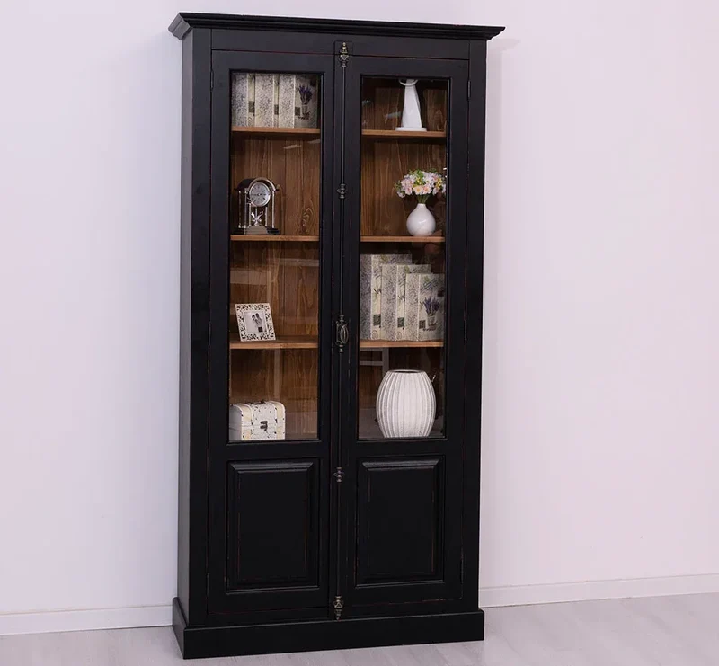 Landhausstil Büchervitrine aus Massivholz in verschiedenen Farben - Vintage Bücherschrank