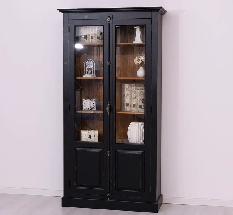 Landhausstil Büchervitrine aus Massivholz in verschiedenen Farben - Vintage Bücherschrank