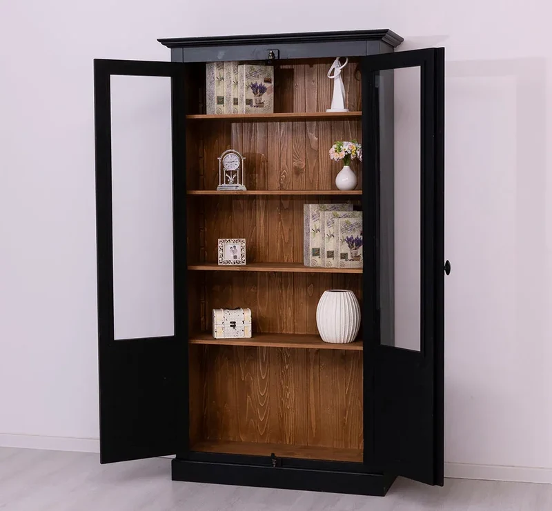 Landhausstil Büchervitrine aus Massivholz in verschiedenen Farben - Vintage Bücherschrank