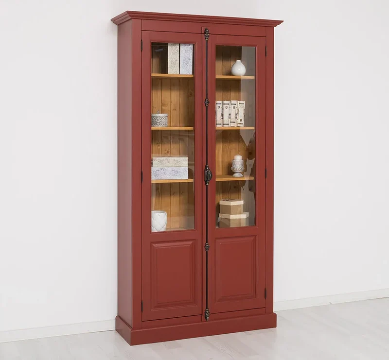 Landhausstil Büchervitrine aus Massivholz in verschiedenen Farben - Vintage Bücherschrank