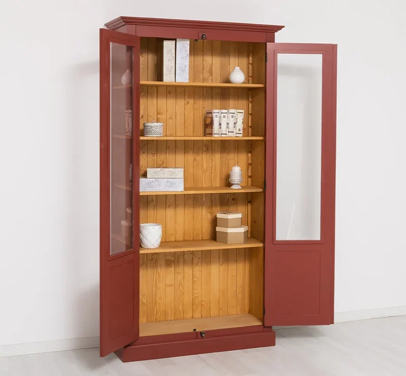 Landhausstil Büchervitrine aus Massivholz in verschiedenen Farben - Vintage Bücherschrank