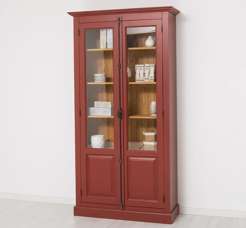 Landhausstil Büchervitrine aus Massivholz in verschiedenen Farben - Vintage Bücherschrank
