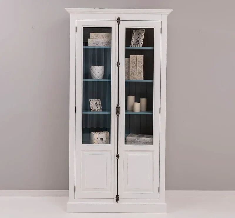 Landhausstil Büchervitrine aus Massivholz in verschiedenen Farben - Vintage Bücherschrank