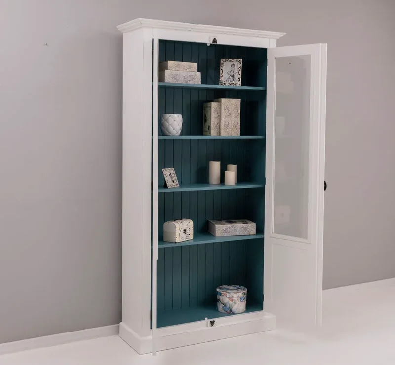 Landhausstil Büchervitrine aus Massivholz in verschiedenen Farben - Vintage Bücherschrank