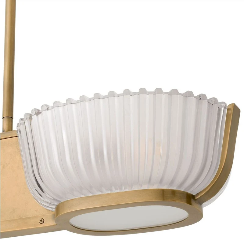 Casa Padrino Luxus Kronleuchter Vintage Messing 67,5 x 24,5 x H. 142,5 cm - Wohnzimmer Kronleuchter - Hotel Kronleuchter - Restaurant Kronleuchter - Luxus Qualität - Luxus Möbel