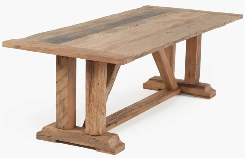 Casa Padrino Landhausstil Esstisch Naturfarben - Verschiedene Größen - Rechteckiger Rustikaler Massivholz Küchentisch - Rustikale Massivholz Esszimmer Möbel - Landhausstil Esszimmer Möbel