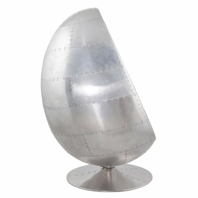 Casa Padrino Aluminium Drehsessel mit Kunstleder Silber / Dunkelbraun H. 133 cm - Aluminium Möbel