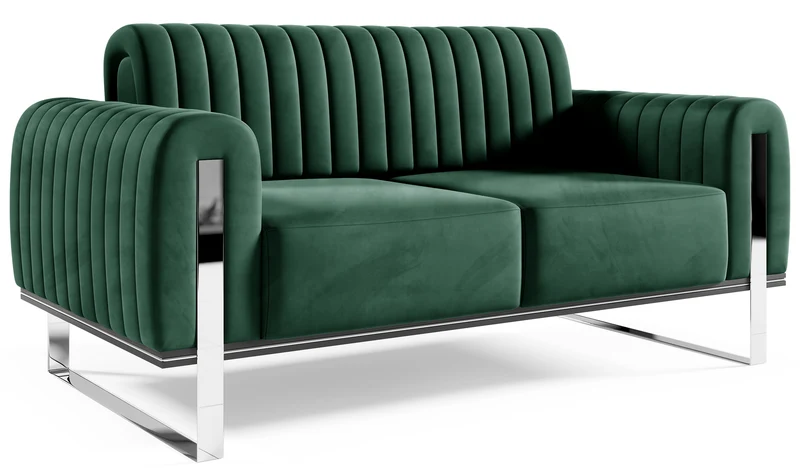 Zweisitziges Sofa Parissa grün Samt Chrombeine