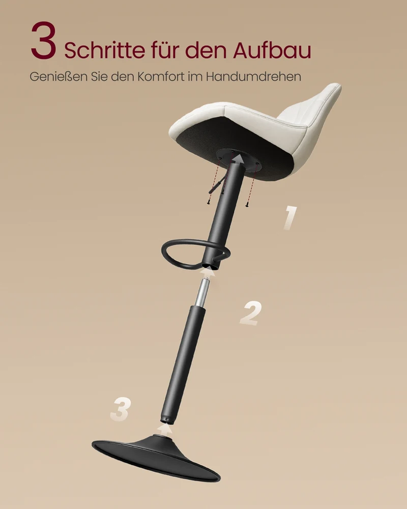 Samt-Barhocker-Set, 2er-Set – Höhenverstellbar & 360° drehbar – Mit Rückenlehne und Fußstütze