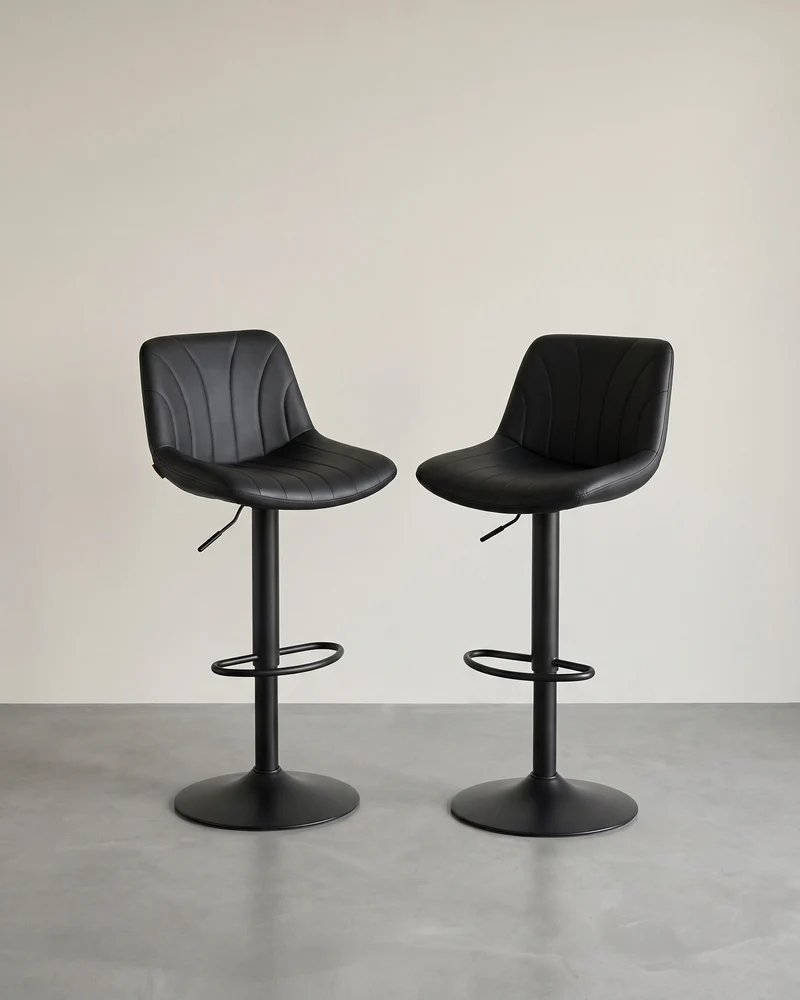 Barhocker-Set, 2er-Set – Höhenverstellbar & 360° drehbar – Mit Rückenlehne und Fußstütze