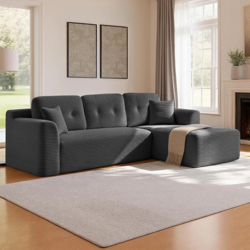 Ecksofa – Modulares Schlafsofa – 244 cm breit – mit Chaiselongue rechts