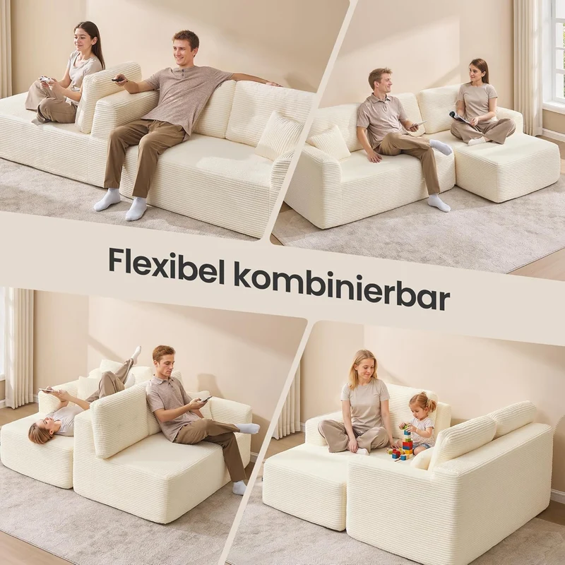 Ecksofa – Modulares Schlafsofa – 244 cm breit – mit Chaiselongue rechts