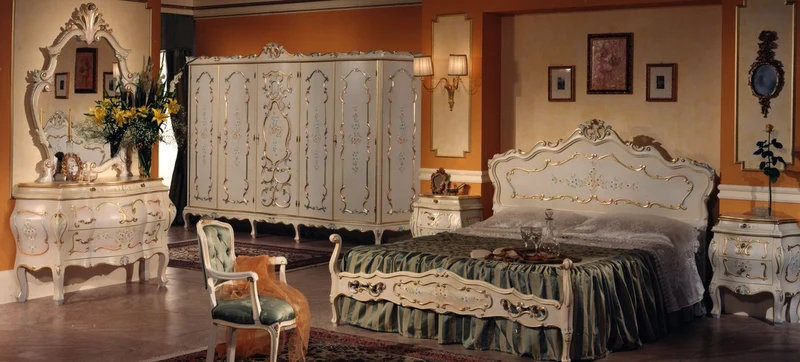 Casa Padrino Luxus Barock Kleiderschrank Elfenbein / Mehrfarbig / Gold - Prunkvoller Barock Schlafzimmerschrank - Luxus Schlafzimmer Möbel im Barockstil - Luxus Qualität - Made in Italy