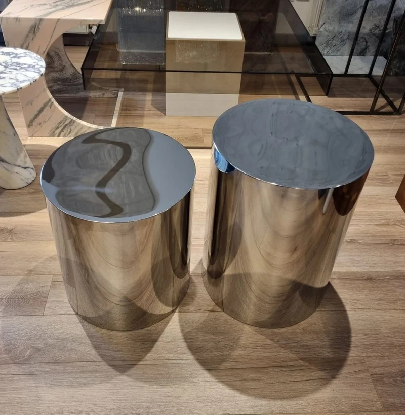 Casa Padrino Luxus Metall Beistelltisch Set Silber - Luxus Wohnzimmer Möbel