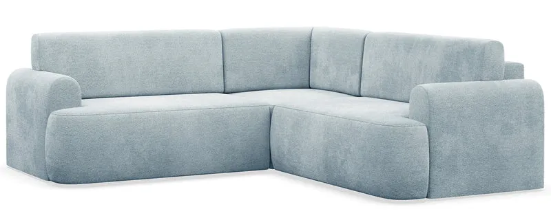 Ecksofa mit Schlaffunktion, L-förmig, universell, hellblauer Chenille-Stoff Kaveo