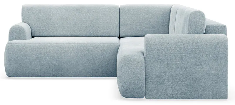 Ecksofa mit Schlaffunktion, L-förmig, universell, hellblauer Chenille-Stoff Kaveo