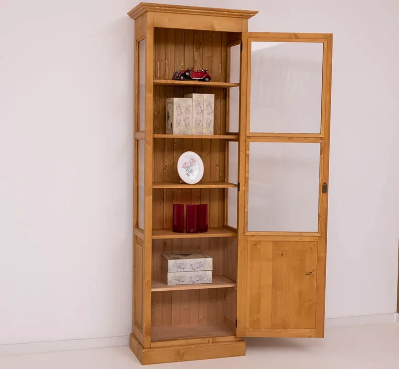 Vitrine aus Massivholz | Bücherregal mit großer Tür
