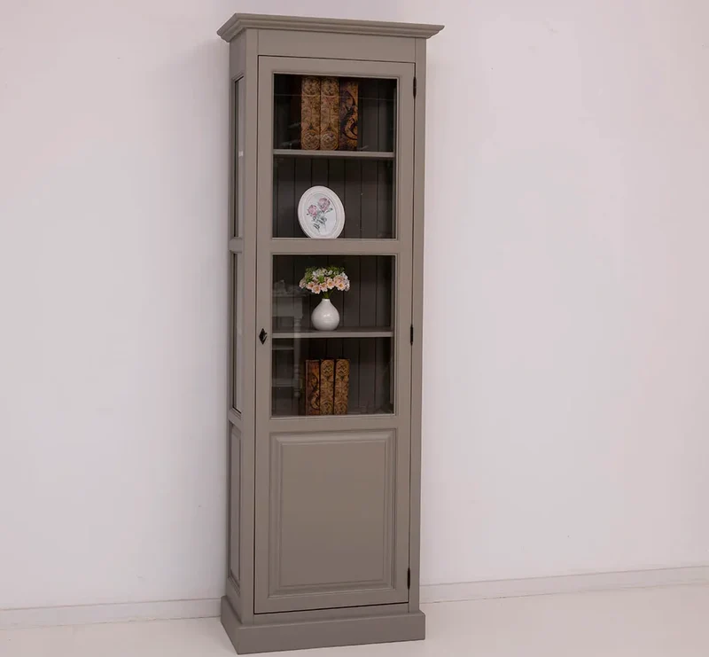 Vitrine aus Massivholz | Bücherregal mit großer Tür