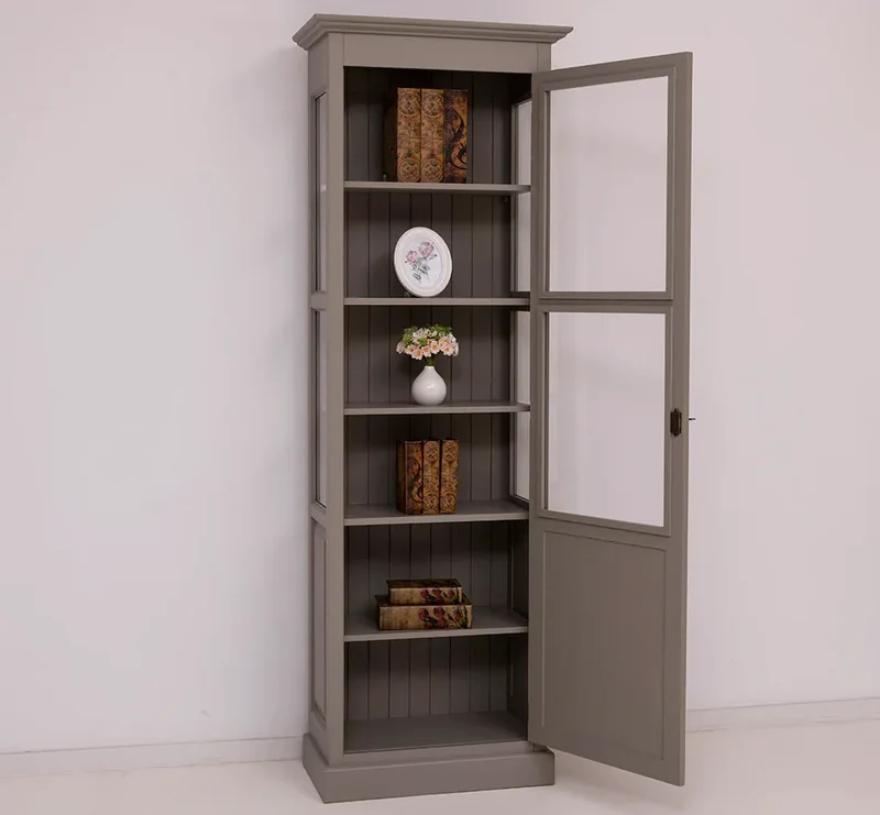 Vitrine aus Massivholz | Bücherregal mit großer Tür