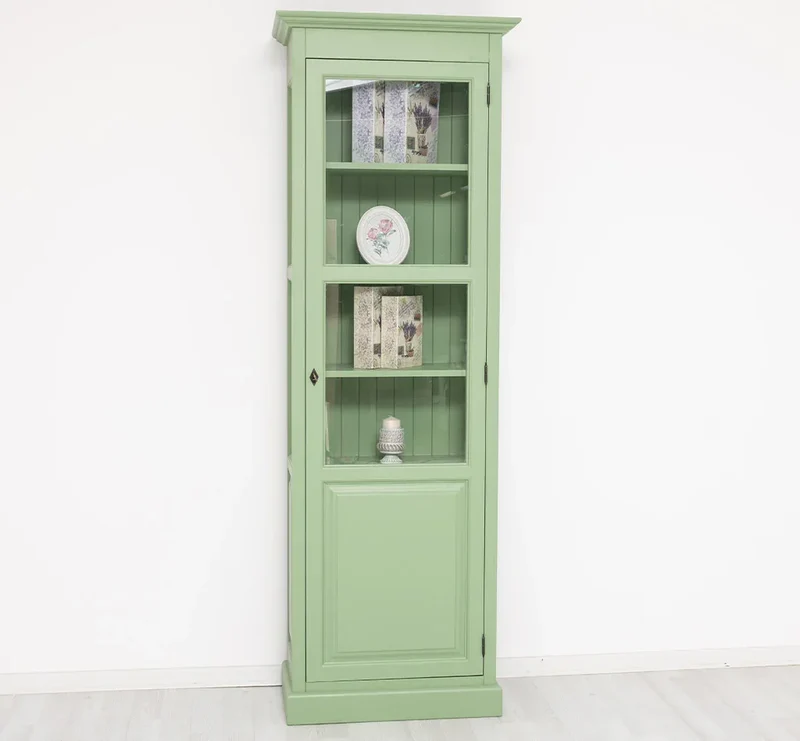 Vitrine aus Massivholz | Bücherregal mit großer Tür