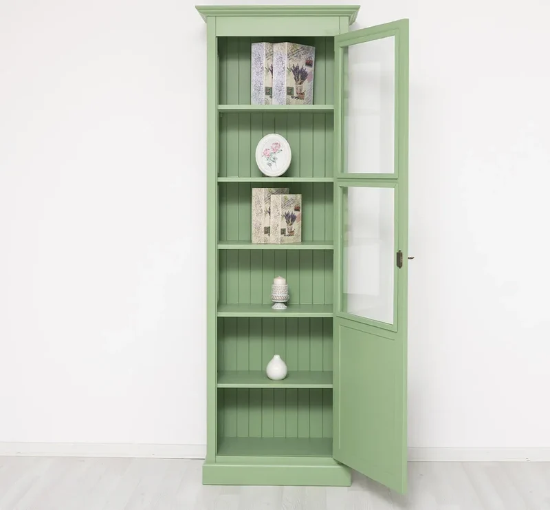 Vitrine aus Massivholz | Bücherregal mit großer Tür