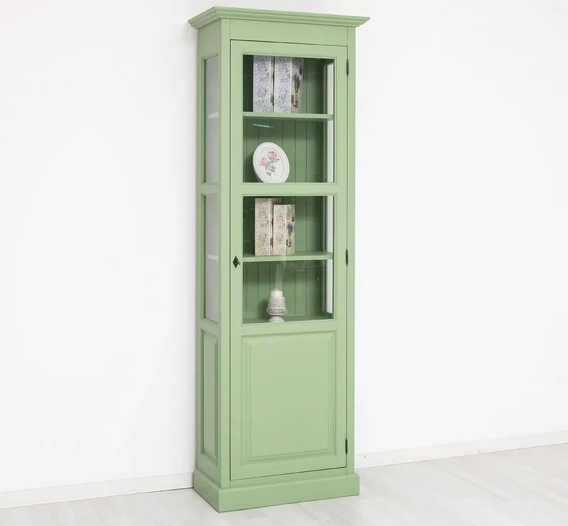 Vitrine aus Massivholz | Bücherregal mit großer Tür
