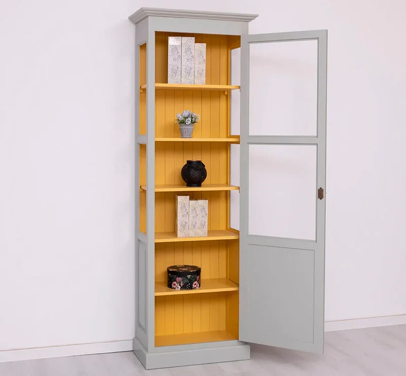 Vitrine aus Massivholz | Bücherregal mit großer Tür
