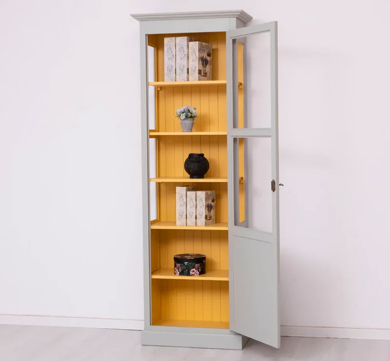 Vitrine aus Massivholz | Bücherregal mit großer Tür