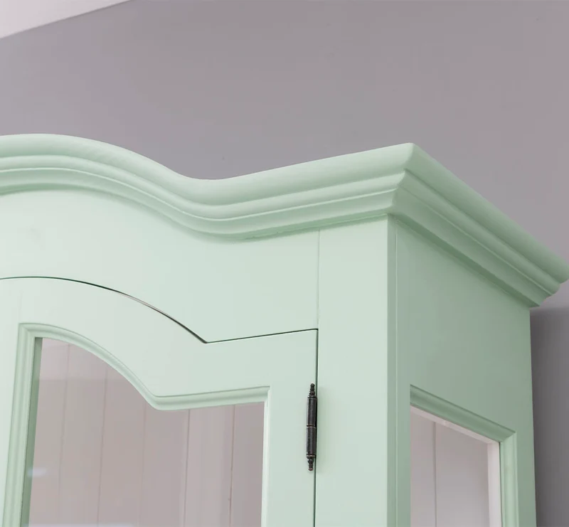 Gewölbter Vitrinenschrank verglast aus Massivholz 2-teilig