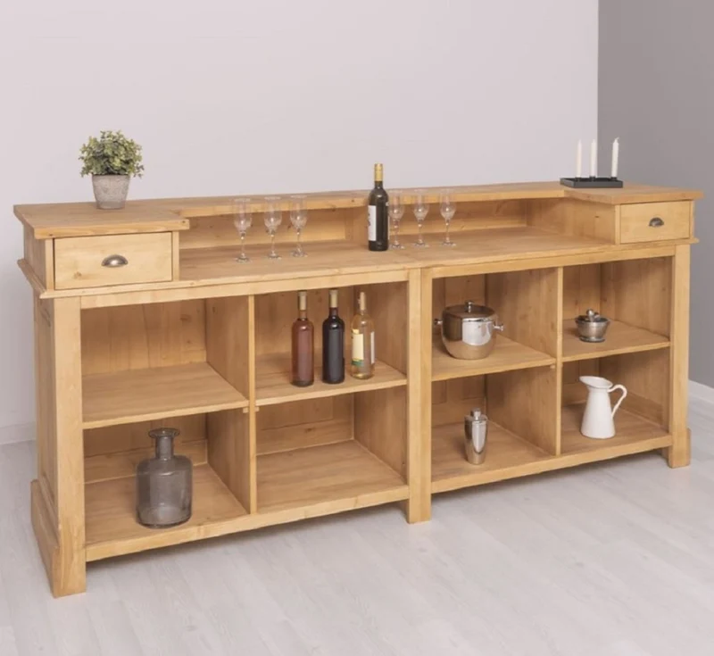 Casa Padrino Landhausstil Bar Theke Naturfarben 240 cm - Landhausstil Barmöbel