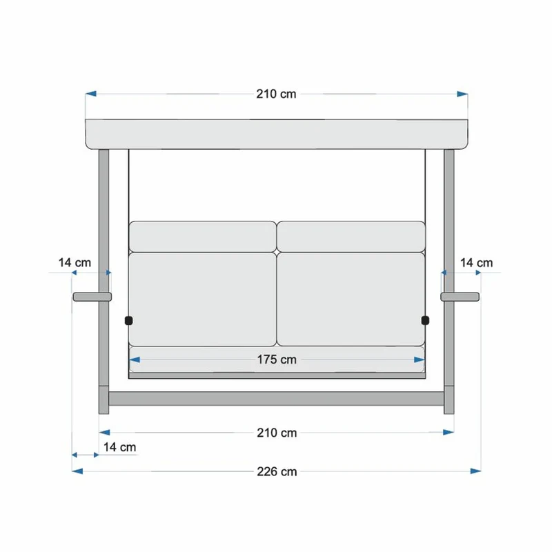 Casa Padrino Luxus Hollywoodschaukel Anthrazit / Braun 226 cm - Exklusive Gartenschaukel für 4 Personen mit Sonnendach