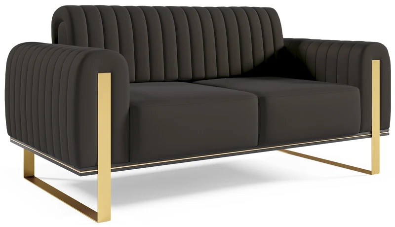 Zweisitziges Sofa Parissa aus dunkelgrauem Samt