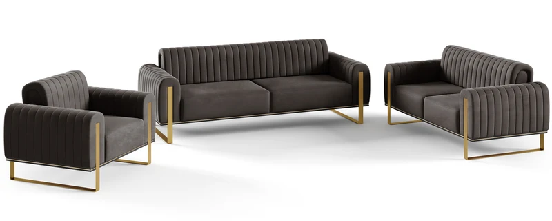 Zweisitziges Sofa Parissa aus dunkelgrauem Samt